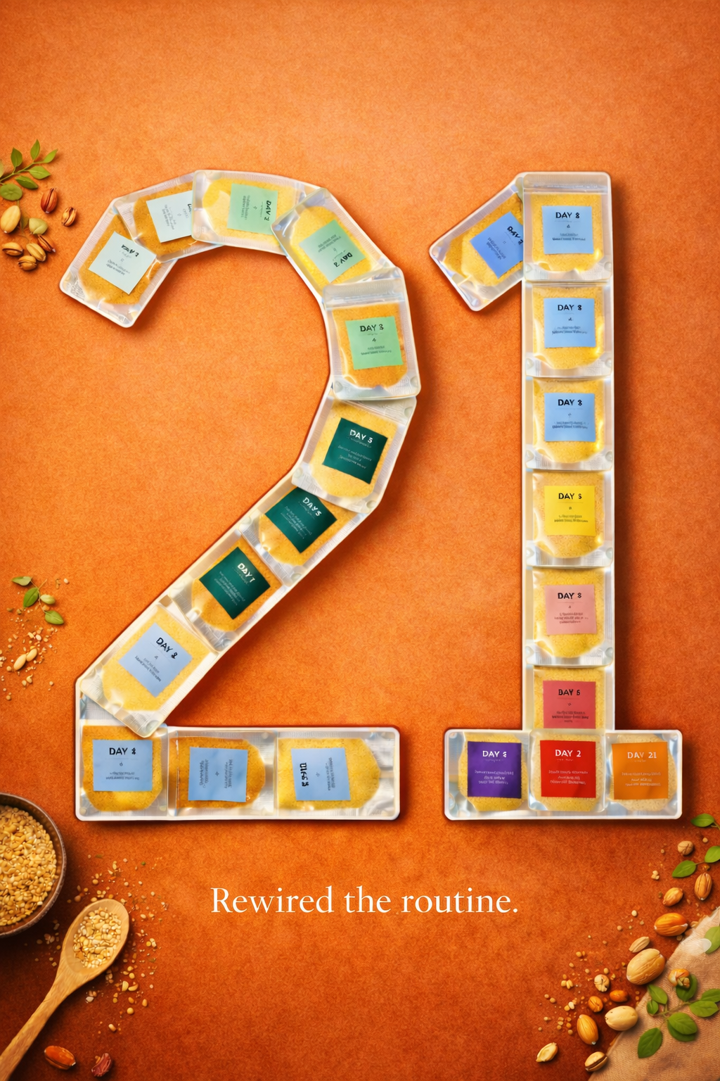 Number 21 Made with Habbitree Daily Protein Sachets – 21 Day Habit Challenge Kit with Plant Protein, Healthy Seeds Mix, Identity Shift Program for Consistency and Clean Nutrition