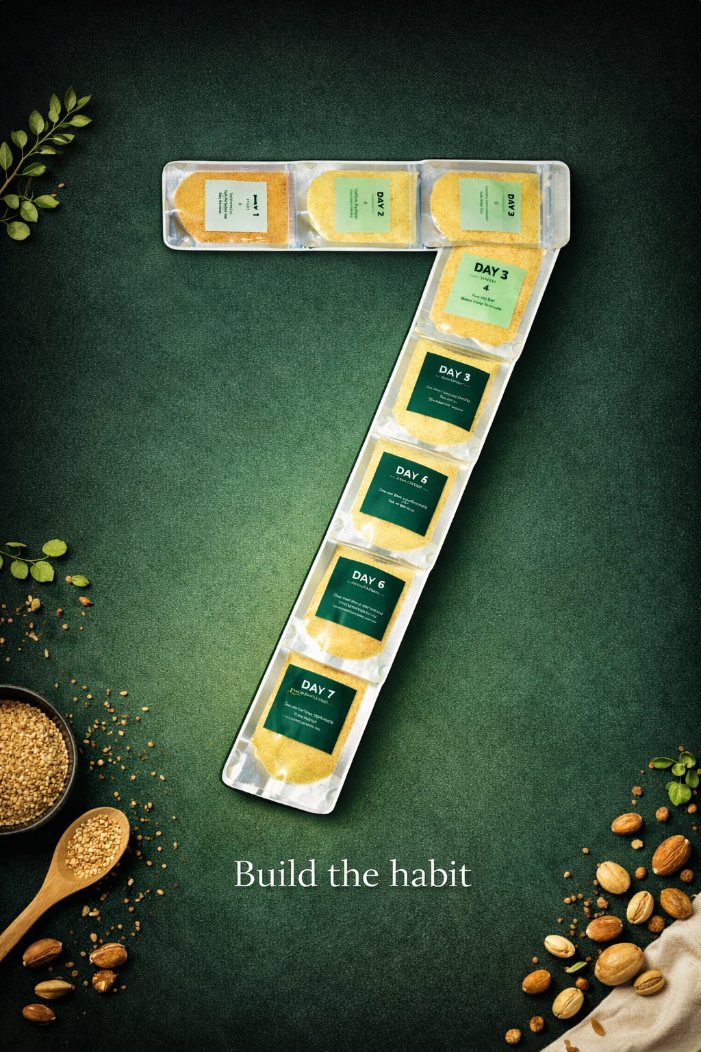 Number 7 Made with Habbitree Daily Protein Sachets – 7 Day Habit Building Program with Plant Protein, Healthy Seed Mix and Clean Energy Nutrition