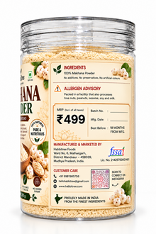 Habbitree Makhana Powder ingredients, MRP and manufacturer details