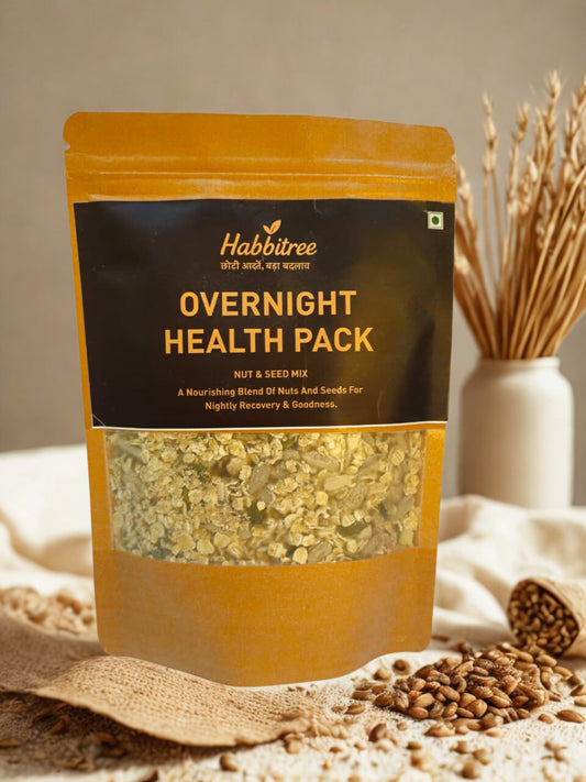 Habbitree Overnight Health Pack seeds and nuts mix for overnight soaking healthy nutrition pack front packaging